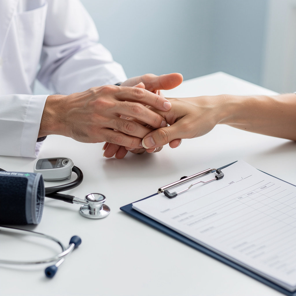 Dr. Megan E. McGarvey, MD San Diego physician discussing comprehensive healthcare services with a patient